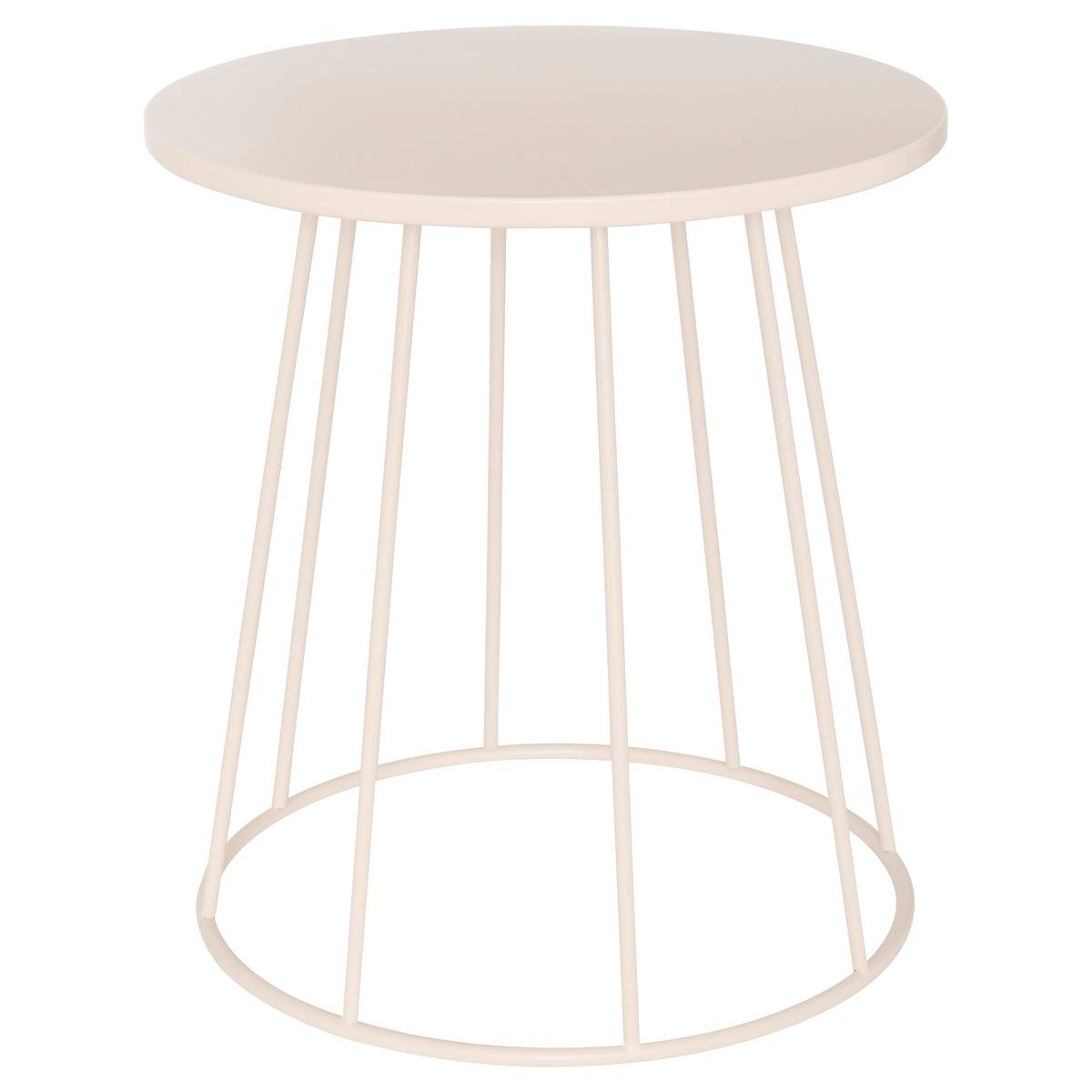 Table d’appoint ronde en acier piètement ajouré LATTE beige, ATMOSPHERA