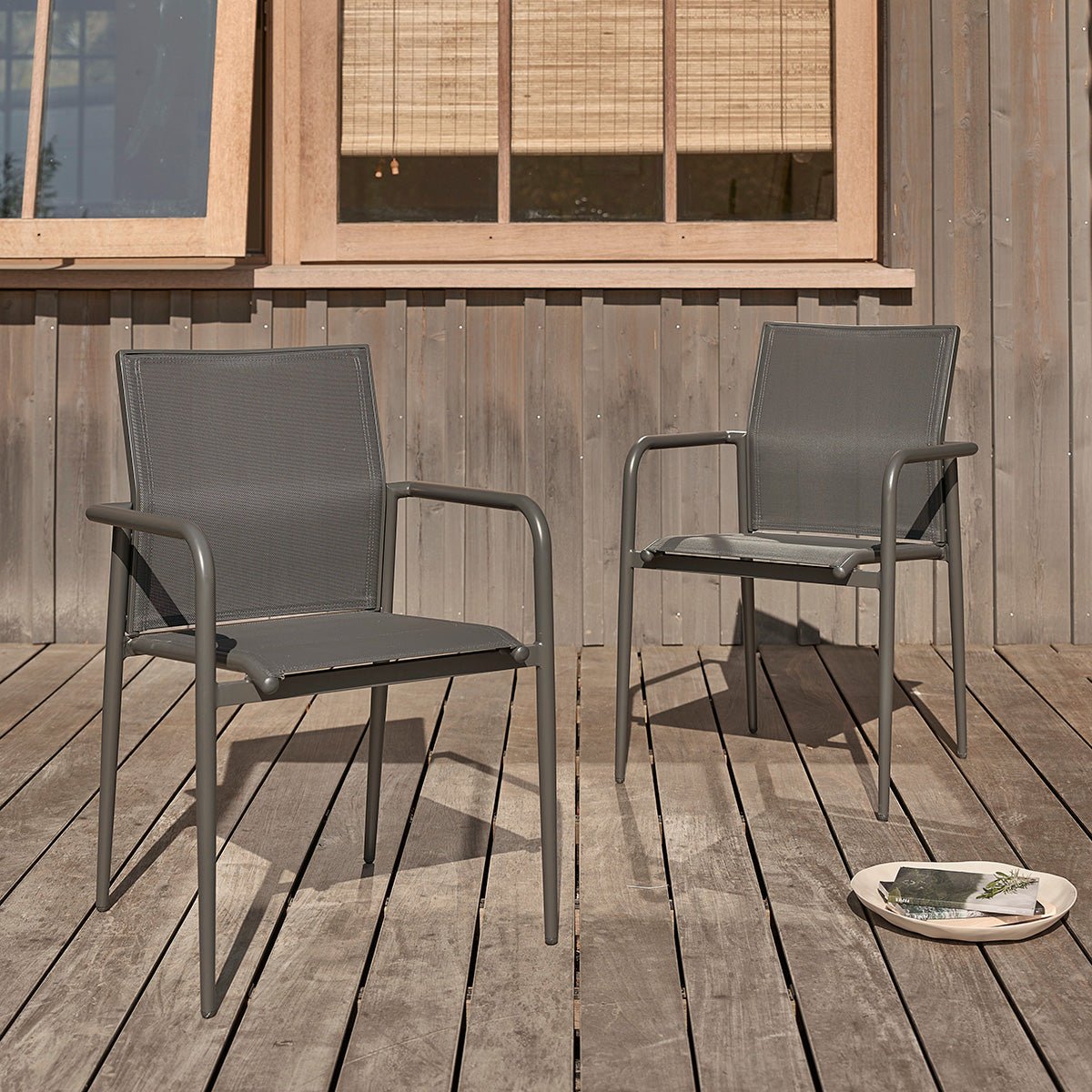 Lot de 2 fauteuils en aluminium et textilène  LAGON gris, BERAH GETAH