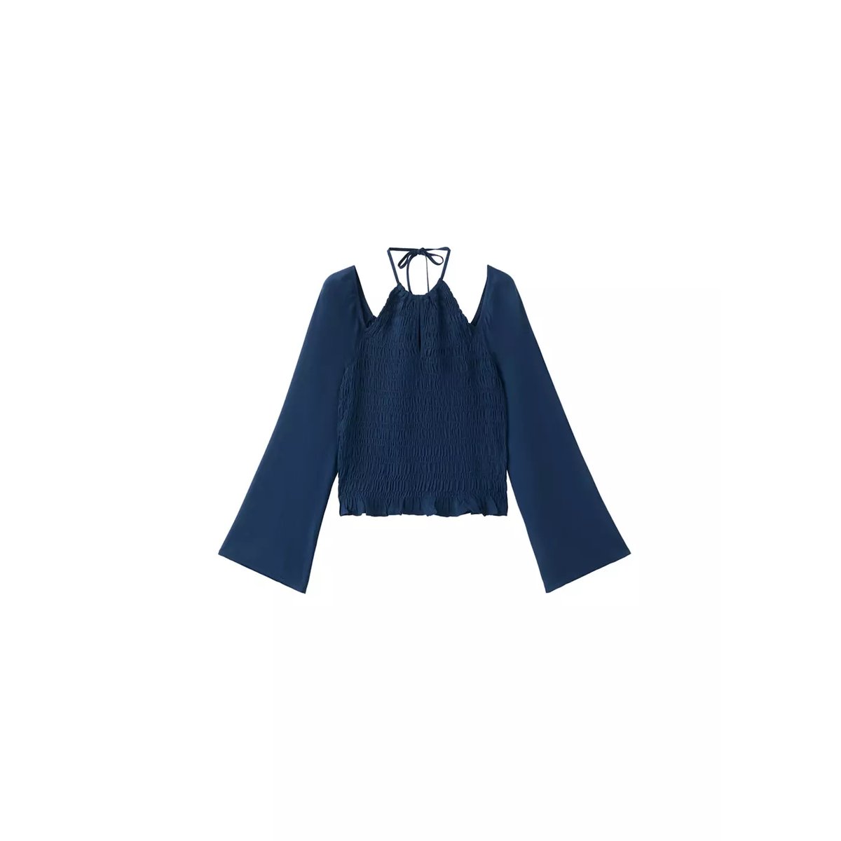 Blouse froncée cut-out bleu marine, MANGO TEEN