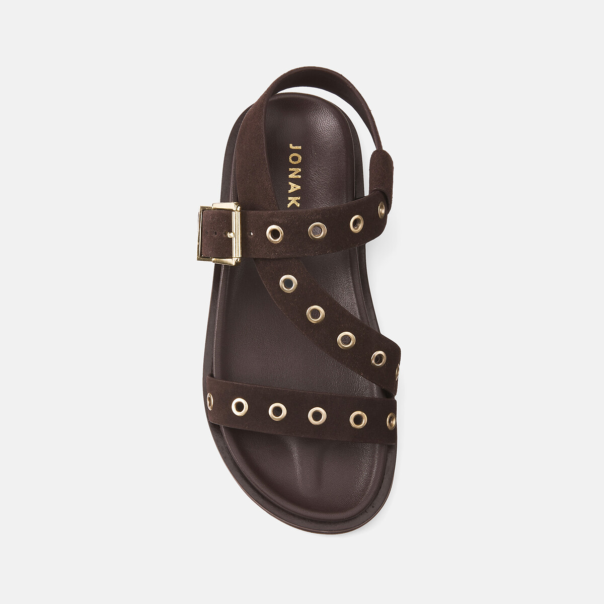 Sandales en cuir velours Wizon marron, JONAK