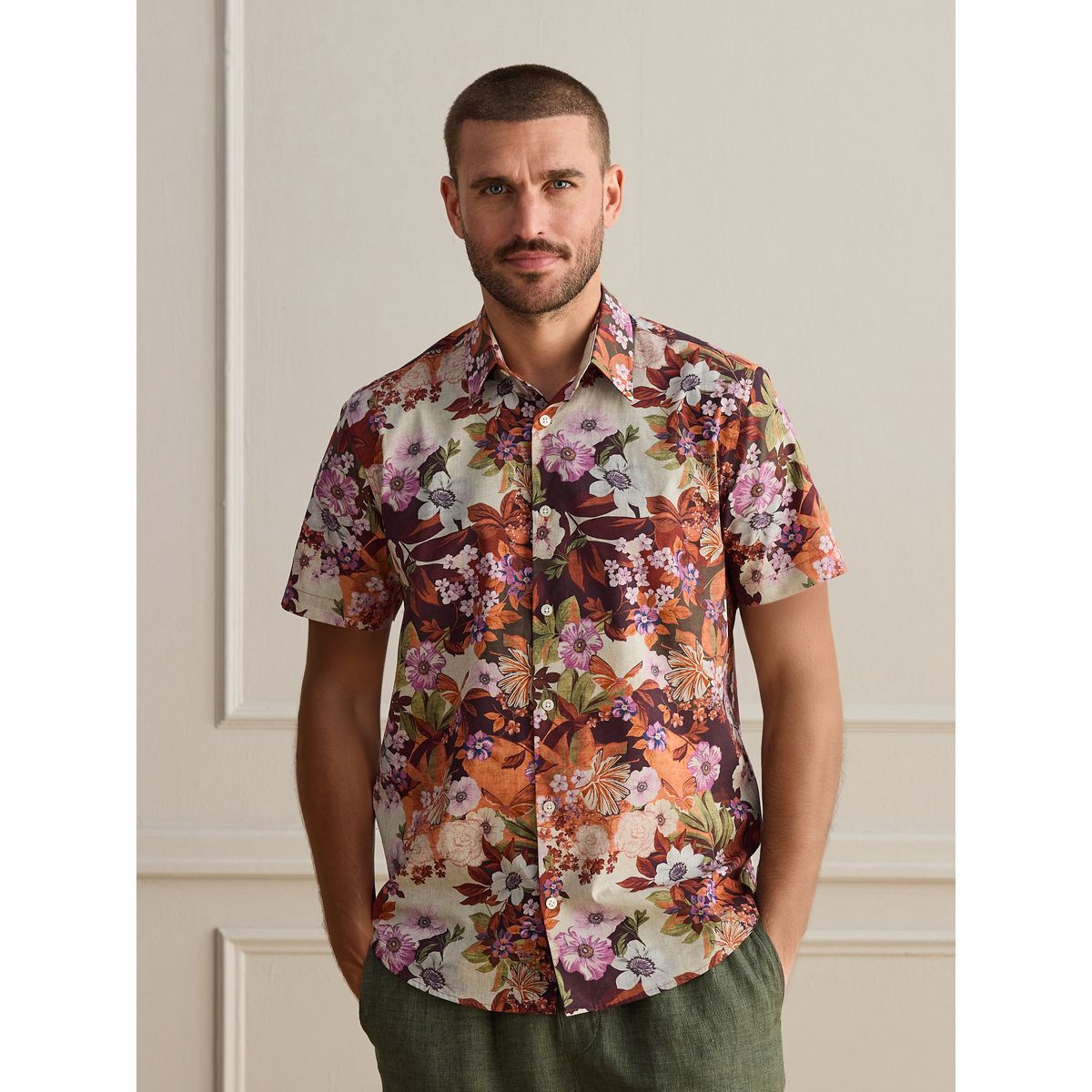 Chemise à manches courtes en coton imprimé multi-couleurs, NEXT