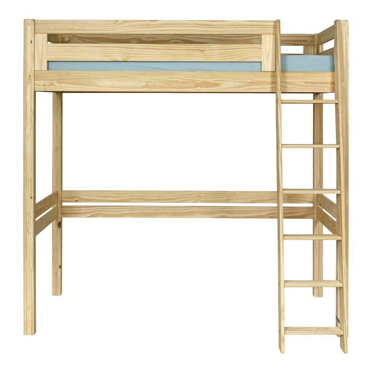 Pack lit mezzanine 2 places avec matelas Bois massif ORSAI bois naturel, AKITEN RETAIL