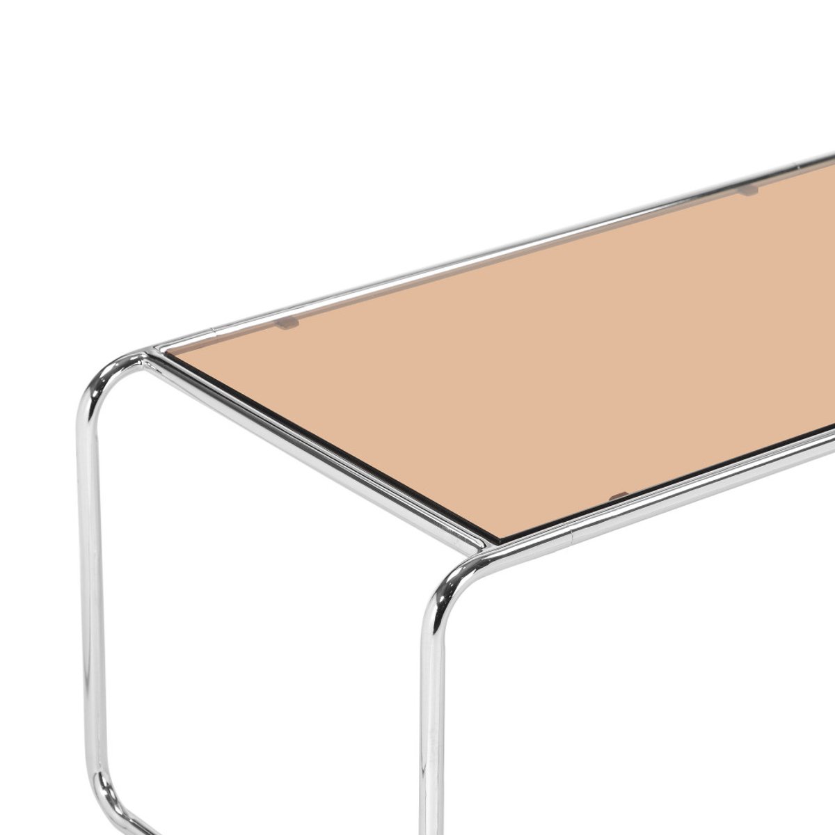Table basse en verre pieds chrome- RIKA verre ambré, DRAWER