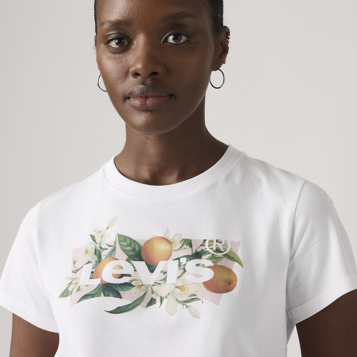 Tshirt col rond manches courtes logo blanc, LEVI'S