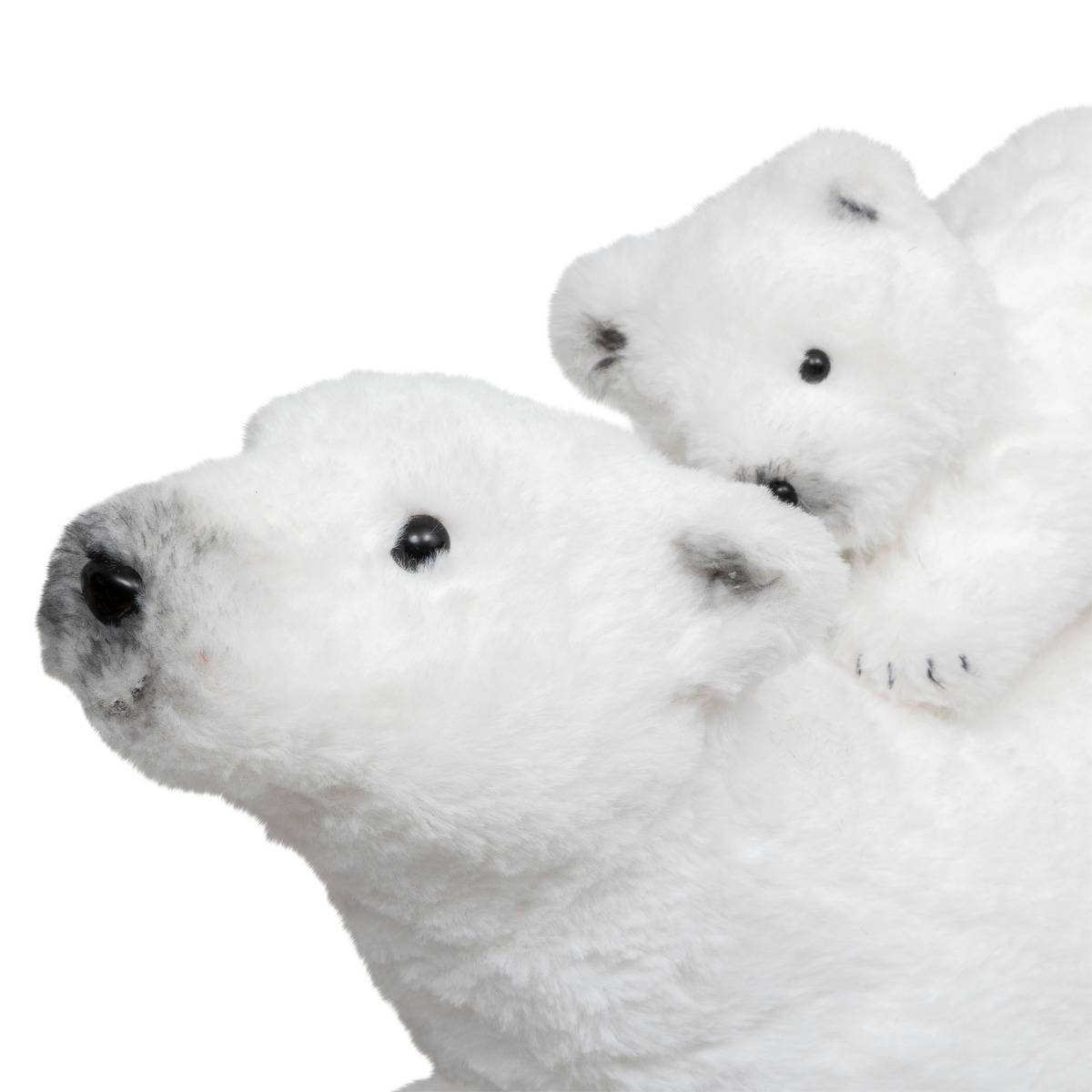 Décoration Noël, famille Ours, H 42 cm blanc, ATMOSPHERA