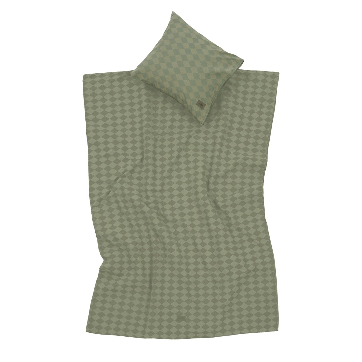 Parure de lit enfant en coton lavé VIBES green harlequin, NOBODINOZ