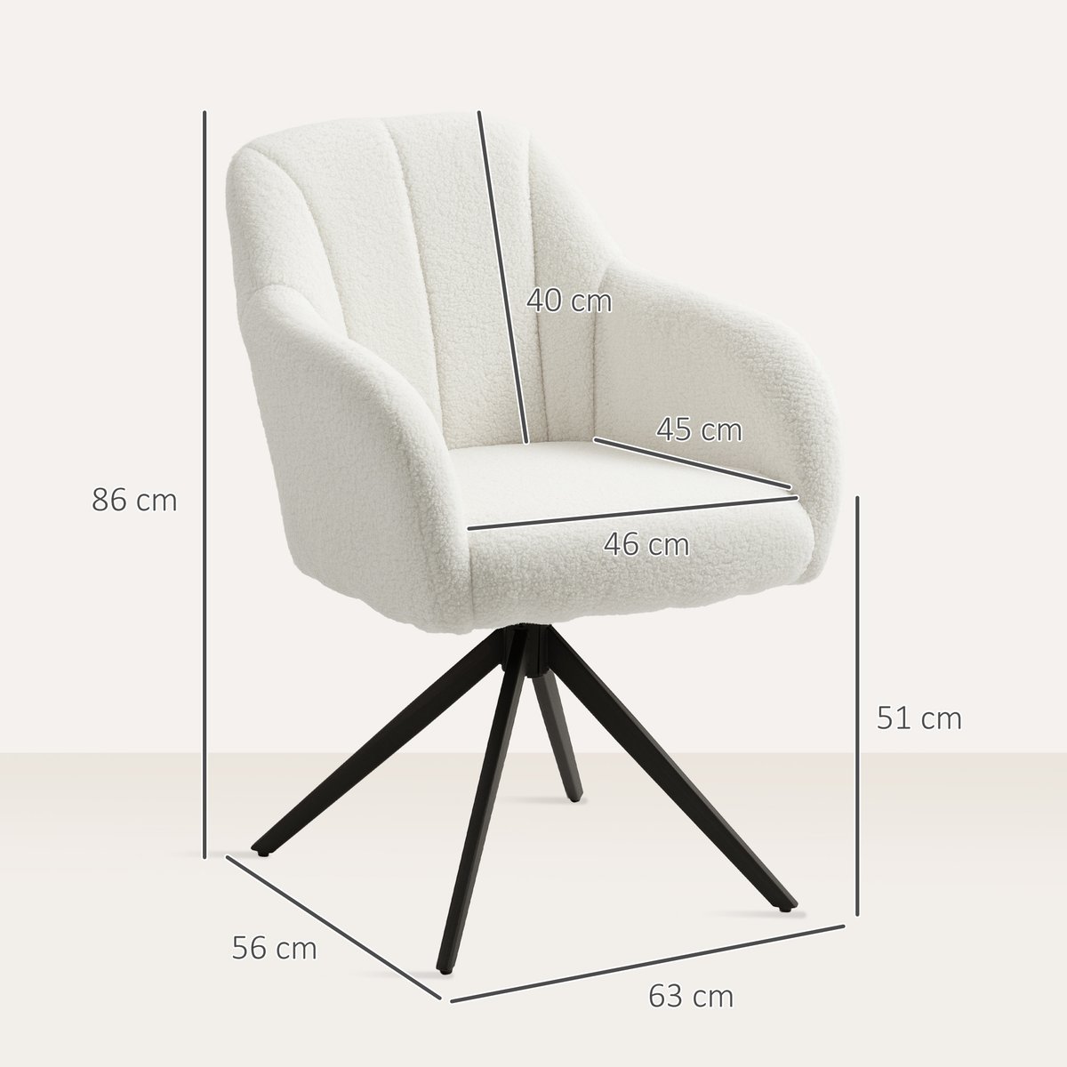 Accent Chair Polyester Blanc blanc, HOMCOM