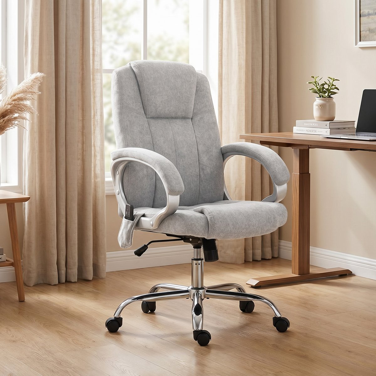 Fauteuil de bureau avec fonction massage gris, HOMCOM