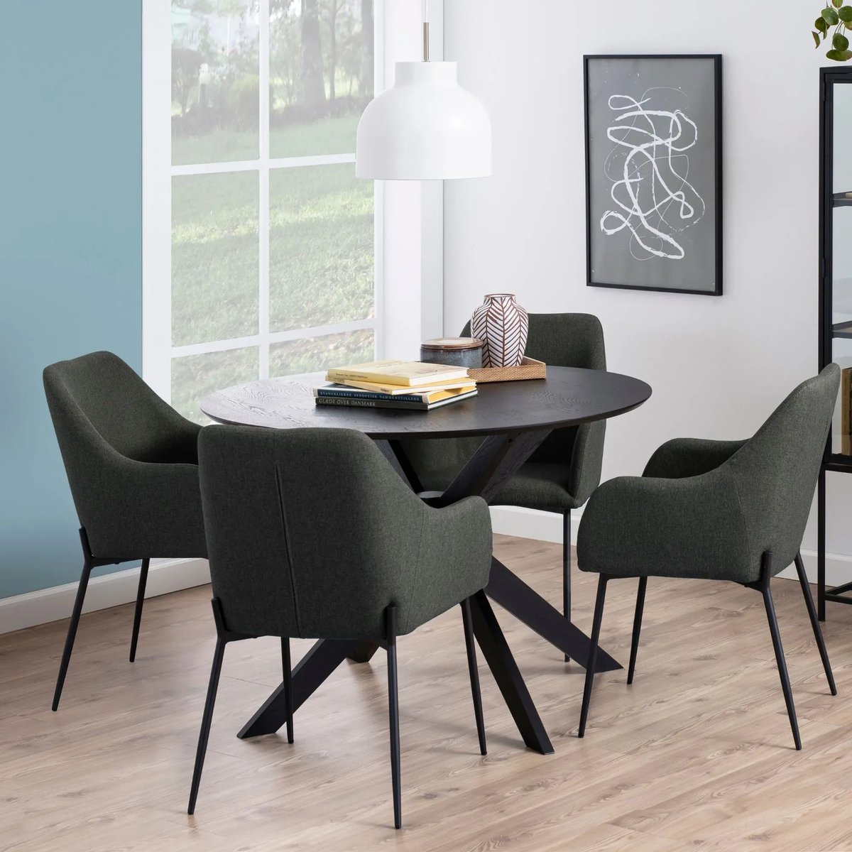 Table ronde scandinave en chêne L105 4 places - ZELIA noir, HELLIN, DEPUIS 1862