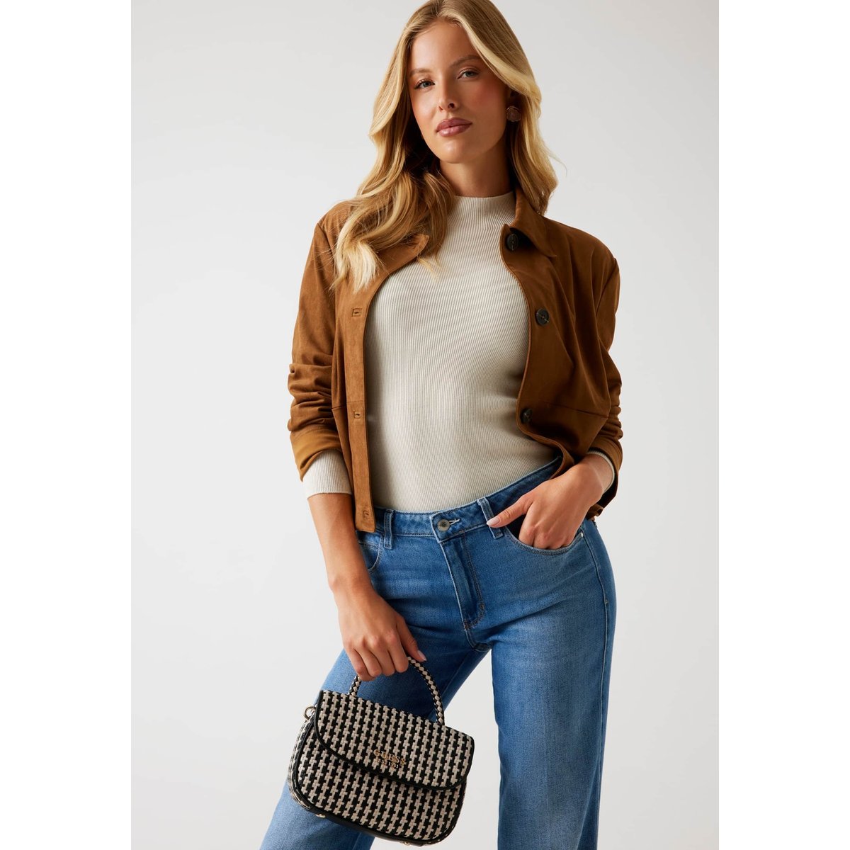Mini Sac À Main Mirema Tressé noir multi, GUESS