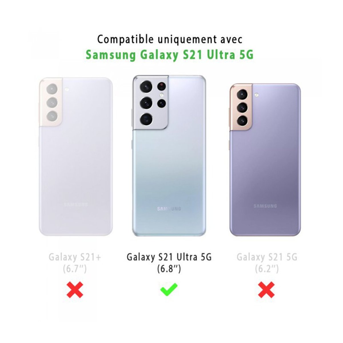 Coque Galaxy S21 Ultra 5g antichoc + 2 vitres noir, EVETANE