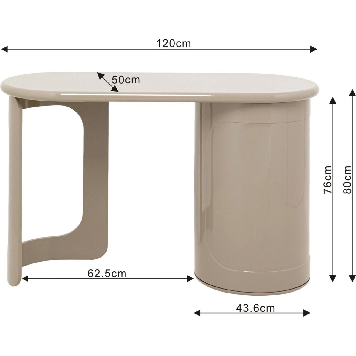 Bureau ovale avec placard, GROOVE marron, KARE DESIGN