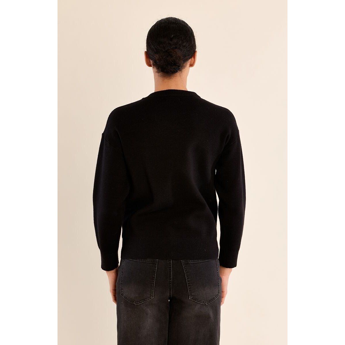 Pull col rond avec détails sequins noir, MOLLY BRACKEN