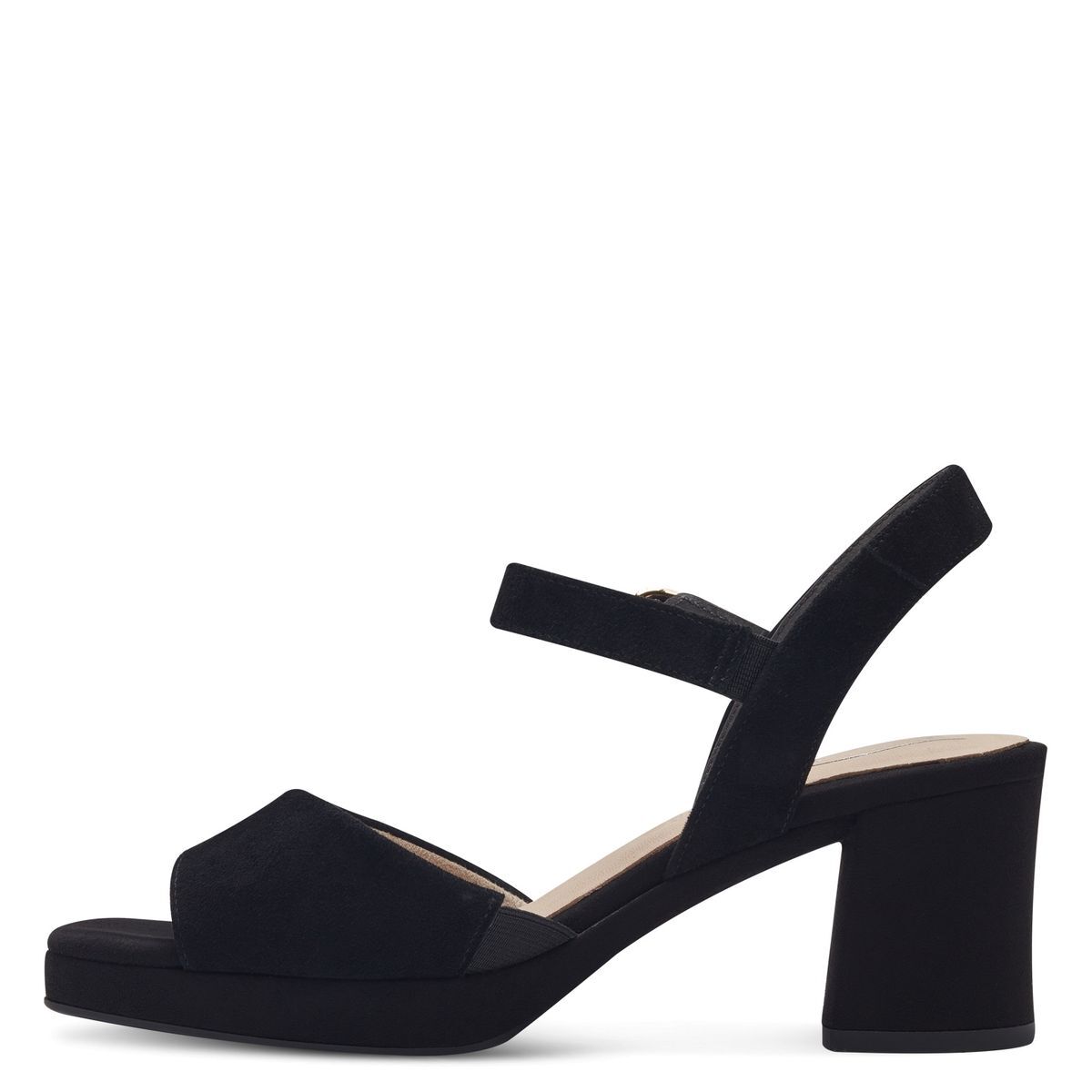 Sandale à talon en cuir noir zèbre, TAMARIS
