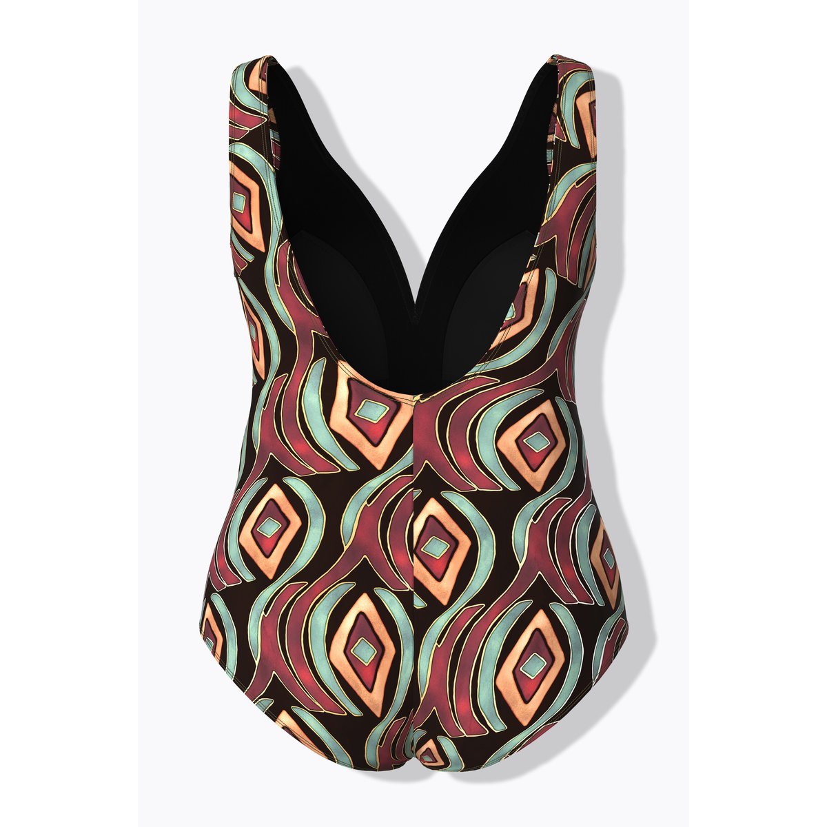 Maillot de bain à bonnets souples. Motif noir, ULLA POPKEN