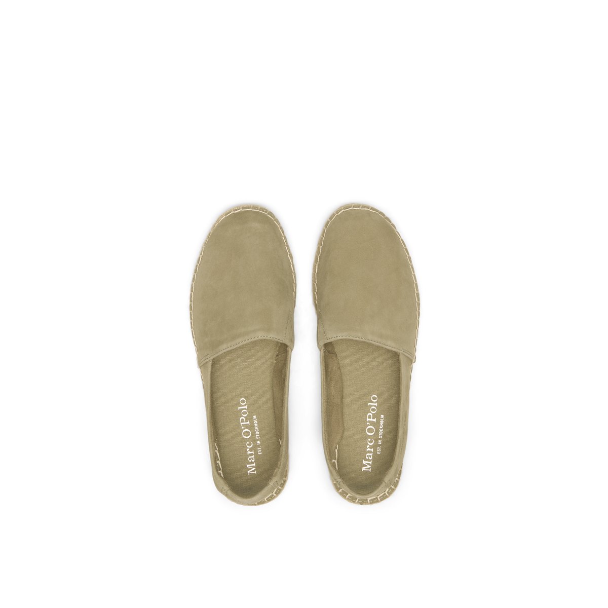 Espadrilles slingback en cuir de chèvre suédé vert, MARC O'POLO