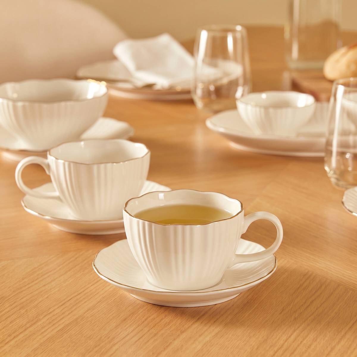 Tasse en porcelaine DAPHNE blanc, ATMOSPHERA