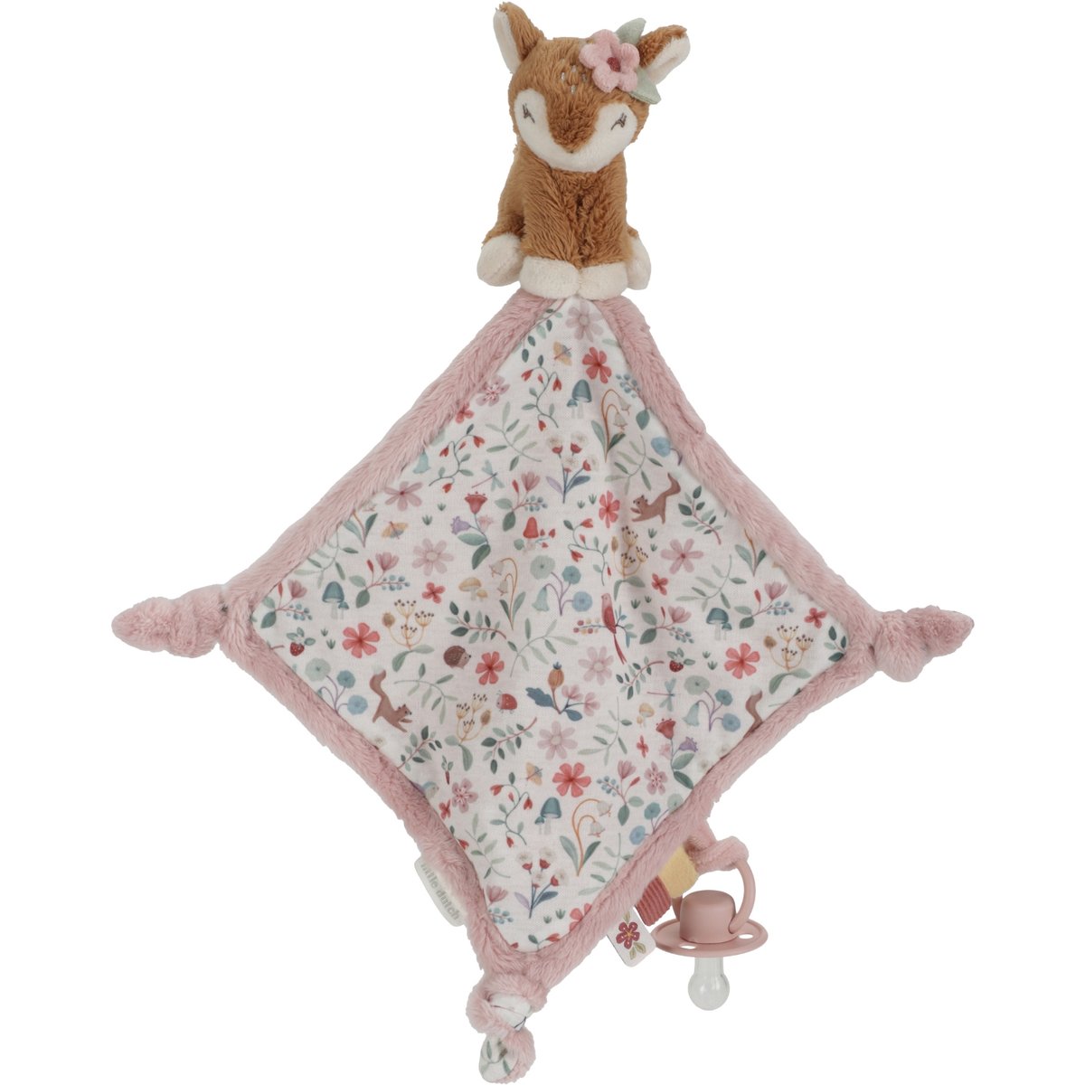 Doudou attache sucette rose, vert, multicolore, marron, LITTLE DUTCH