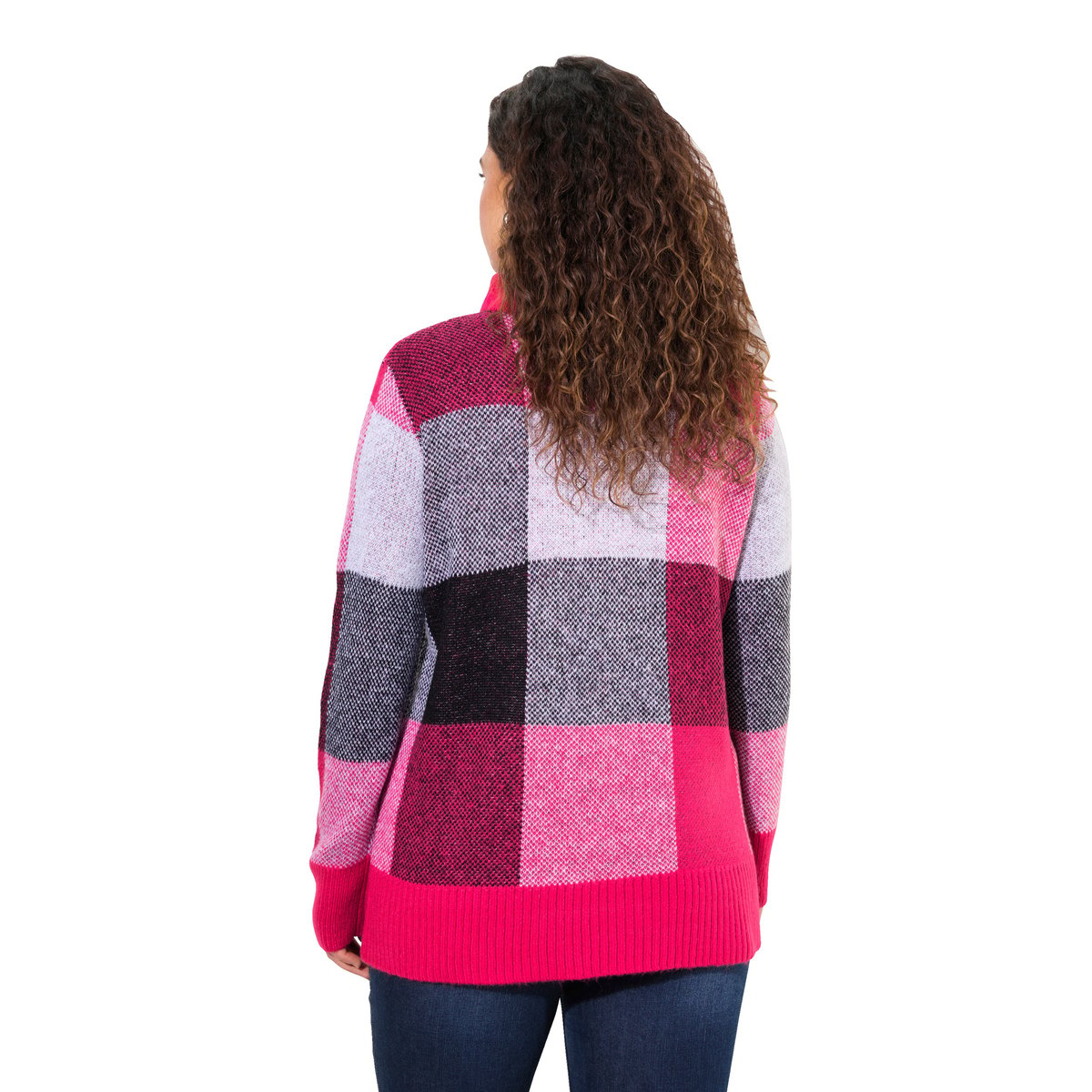 Pull à col montant et manches longues rose rouge, ULLA POPKEN
