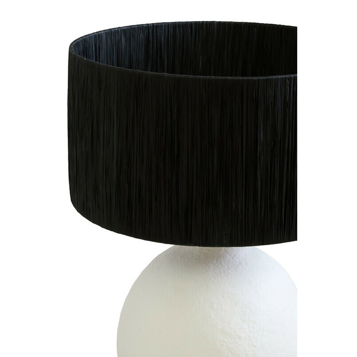 61cm Coole Papier Mache Style Table Lamp With Black Raffia Shade black/white, ÉDITÉ