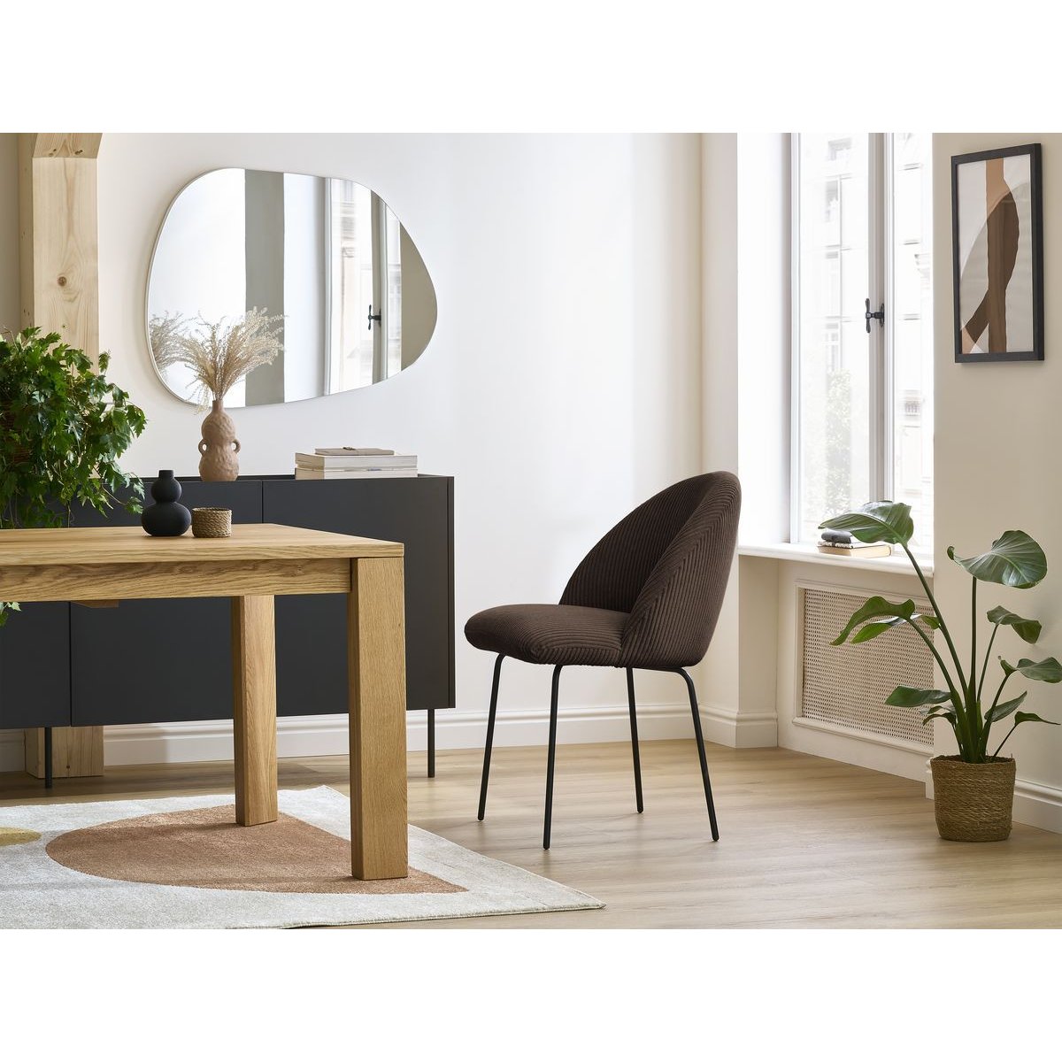 Lot de 2 chaises velours côtelé, LALIE marron, BOBOCHIC