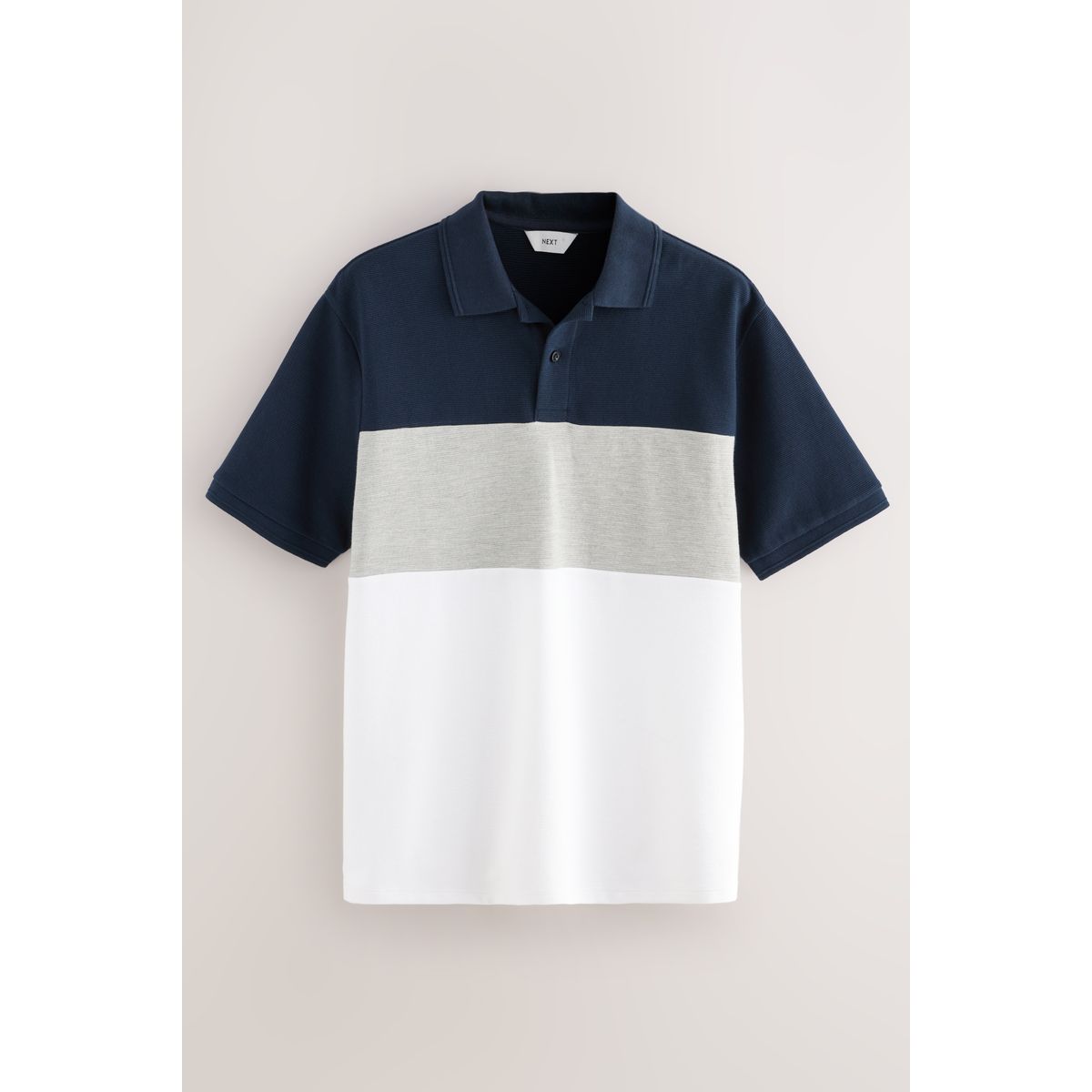Polo boutonné à manches courtes 100 % coton bleu marine/gris, NEXT