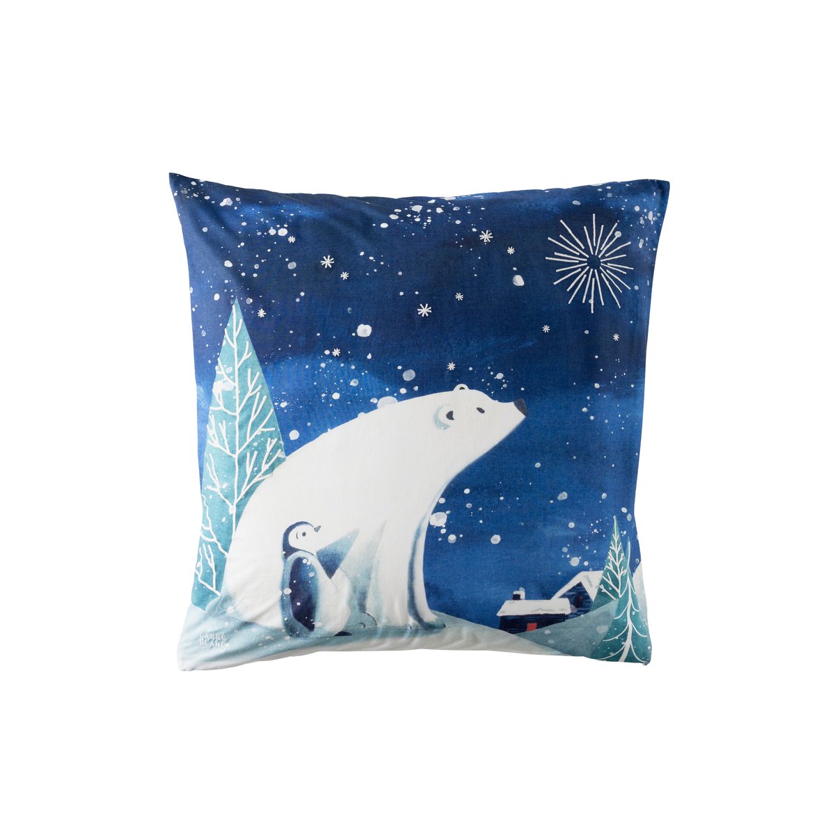 Taie d'oreiller carrée coton STELLAIRE imprimé, CARRE BLANC