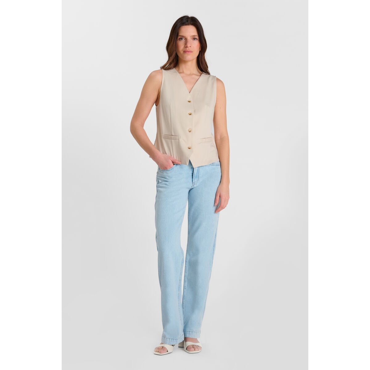 Gilet sans manches CARLITA beige, LE TEMPS DES CERISES