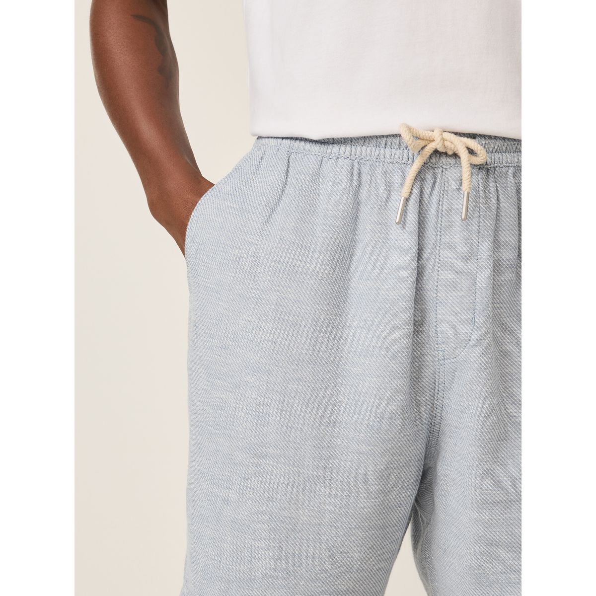 Short en lin mélangé à taille élastique bleu, NEXT