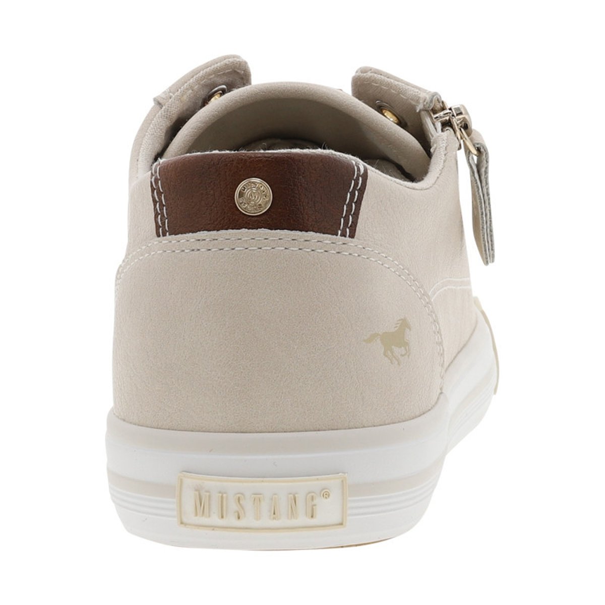 Tennis beiges claires à semelle plate avec lacets et zip latéral beige, MUSTANG