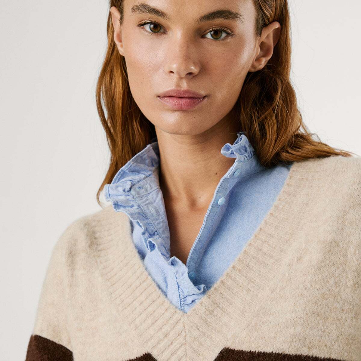 Pull En Maille À Rayures blanc écru foncé, PEPE JEANS