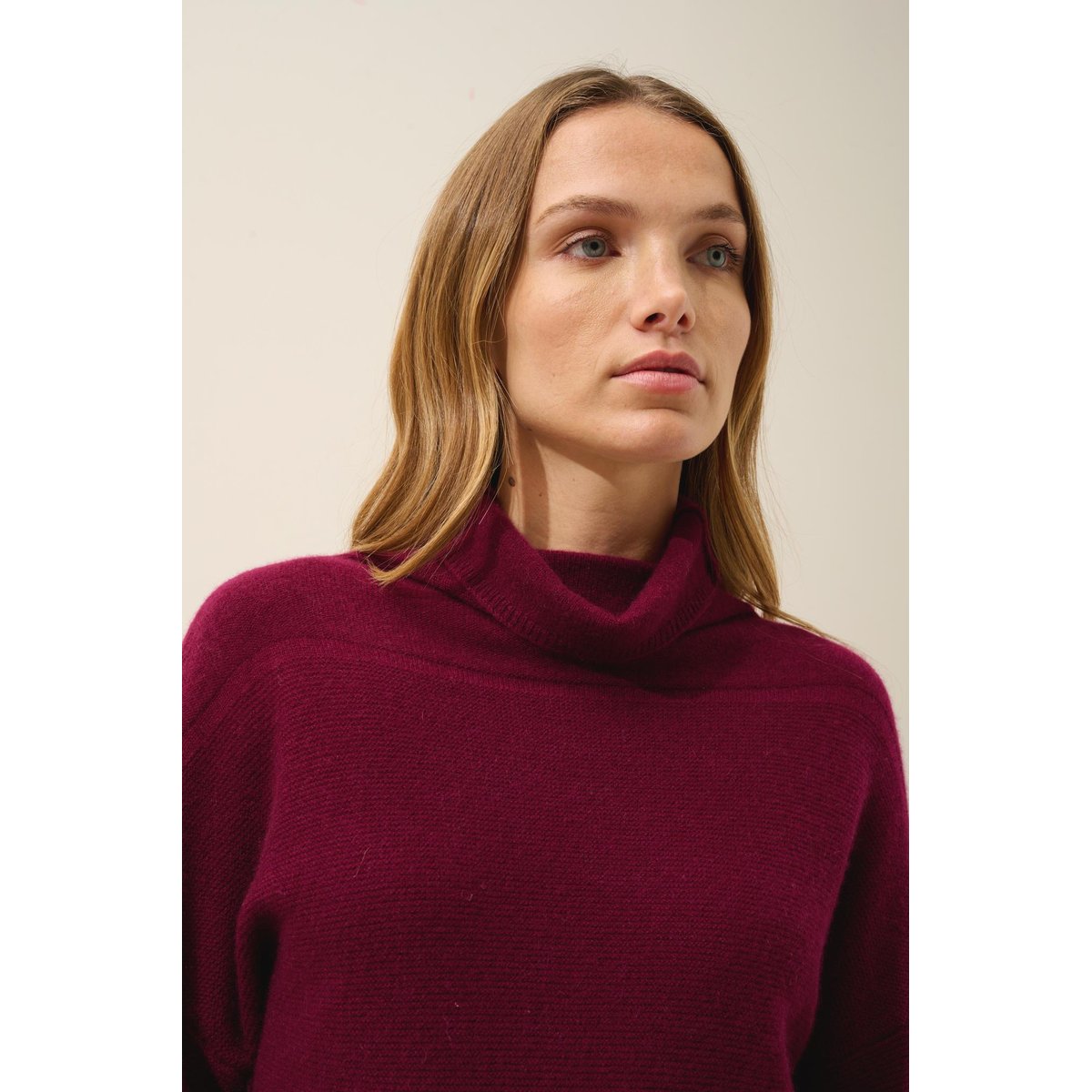 Pull Col Roulé Bordeaux Blantyre bordeaux, JUST CASHMERE