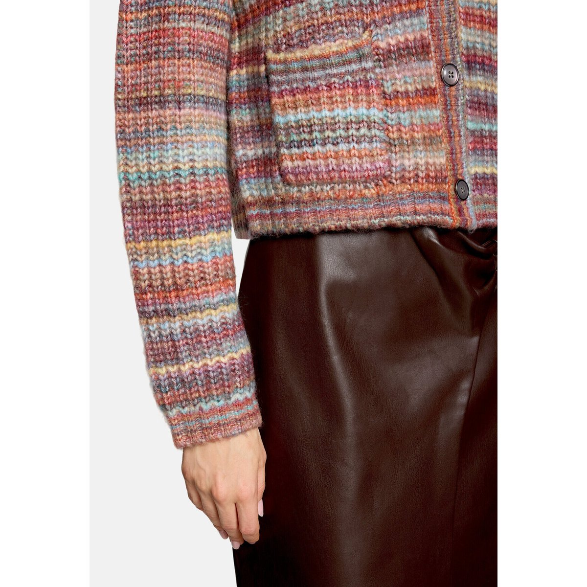 Cardigan en maille à encolure ronde pink/green, CARTOON