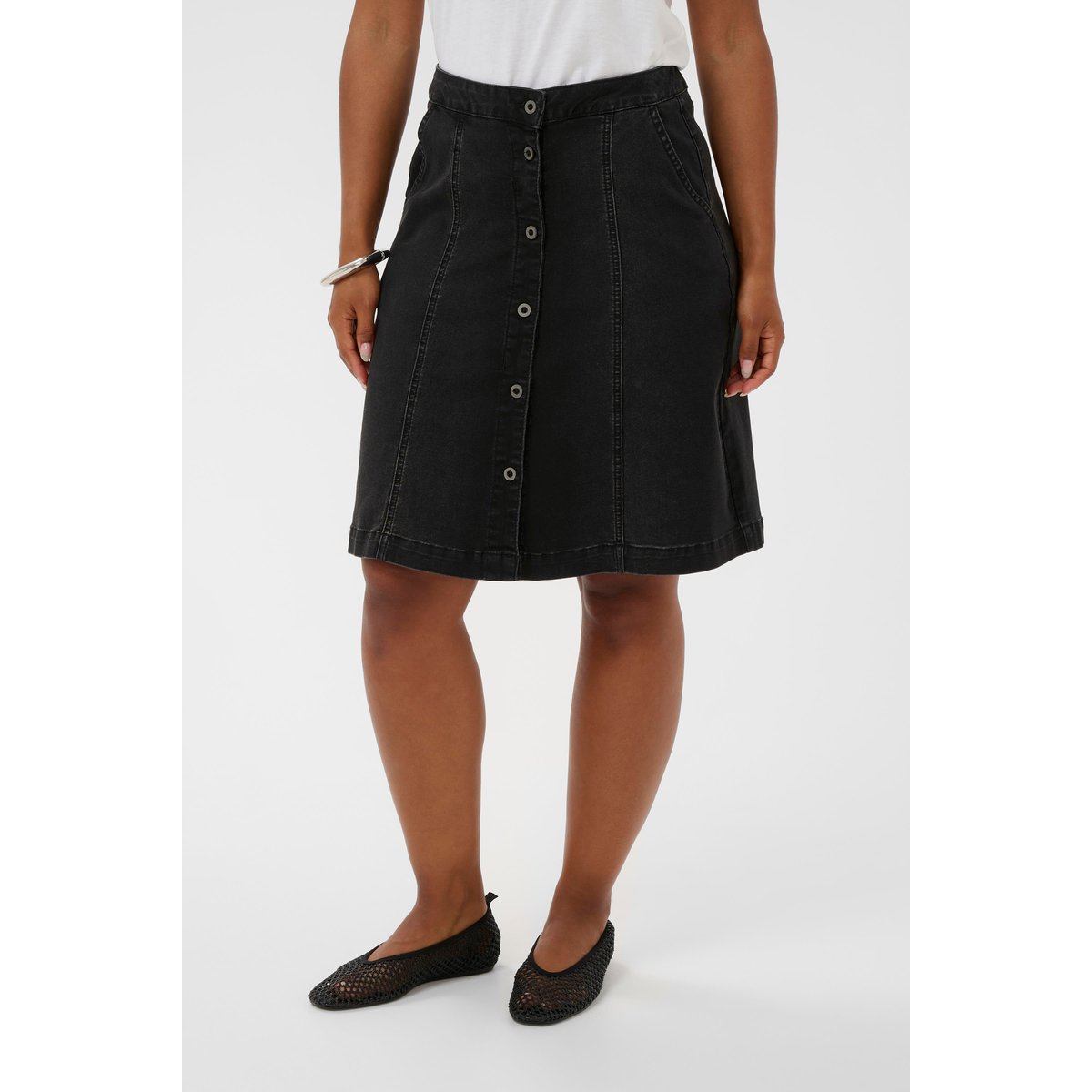 Jupe en jean noir black washed denim, CREAM