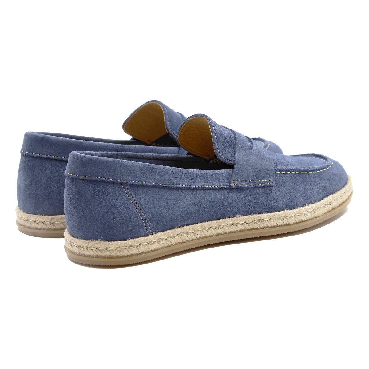 Mocassins espadrille cuir daim bleu, JULES & JENN