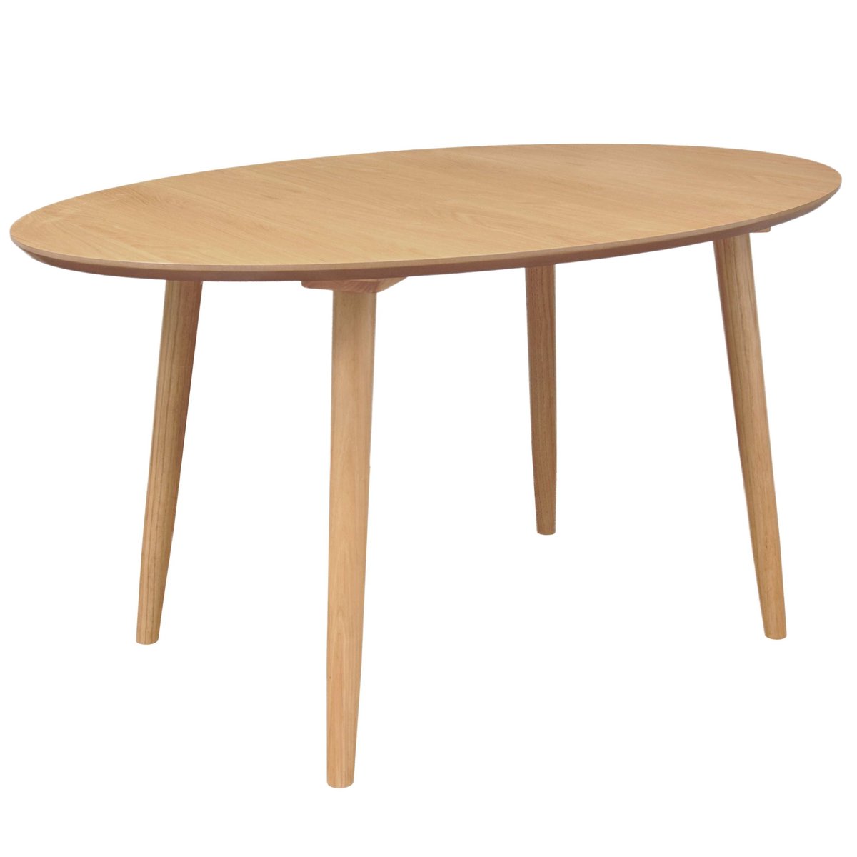 Table repas 140 cm ovale placage chêne naturel clair, ZAGO