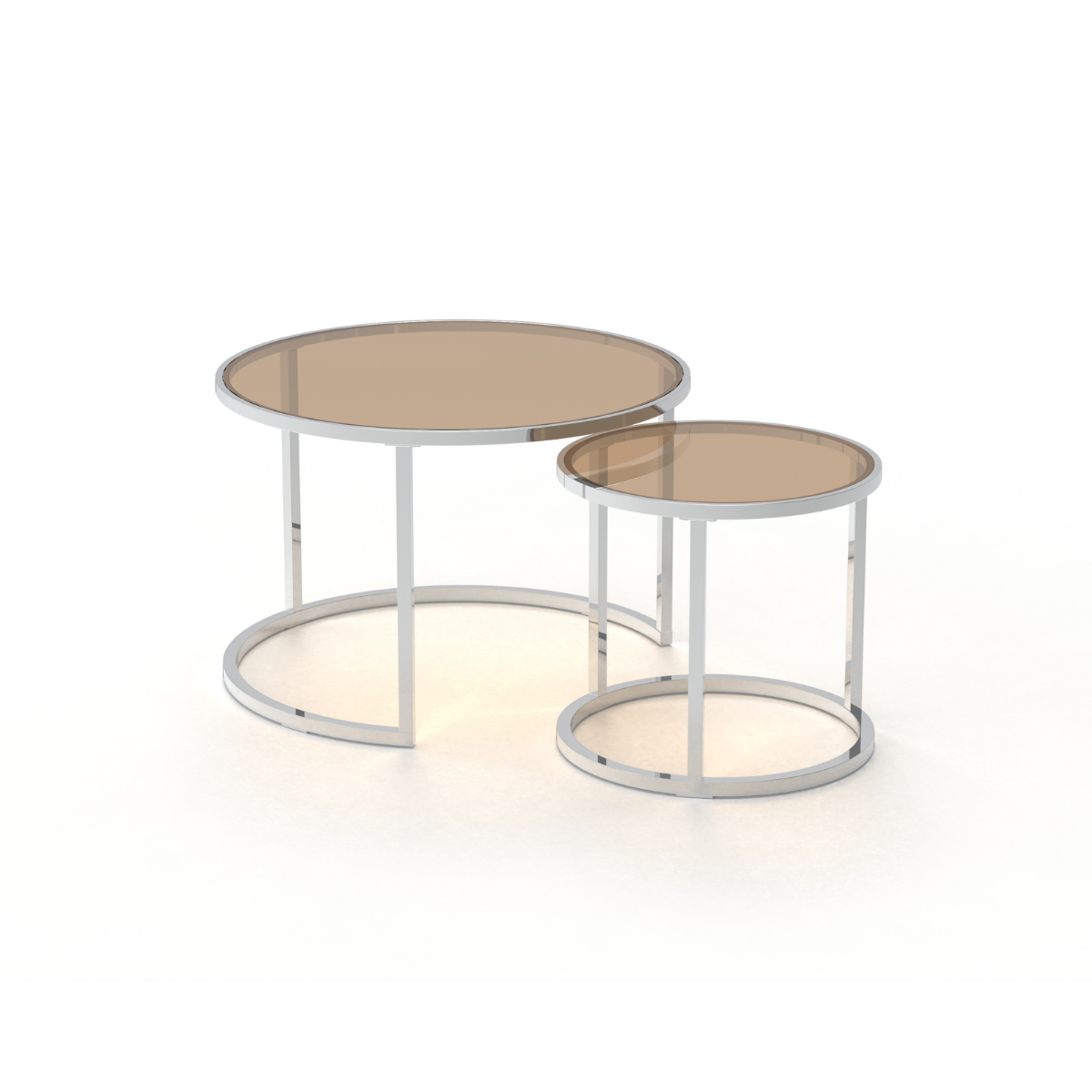 Lot de 2 tables basses, plateau verre - NOAM marron, CALICOSY