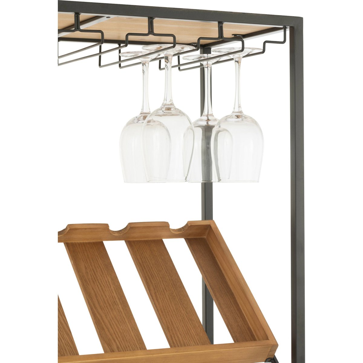 Meuble bar rectangulaire en bois avec rangements pour bouteilles bois naturel et métal noir, RECOLLECTION