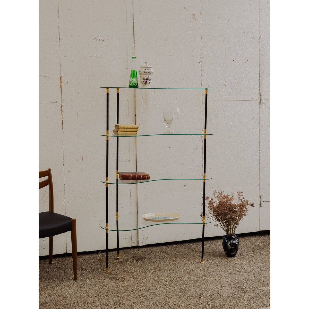 Étagère en verre et métal Isabelle N°296 - Bon état transparent, DEBONGOUT