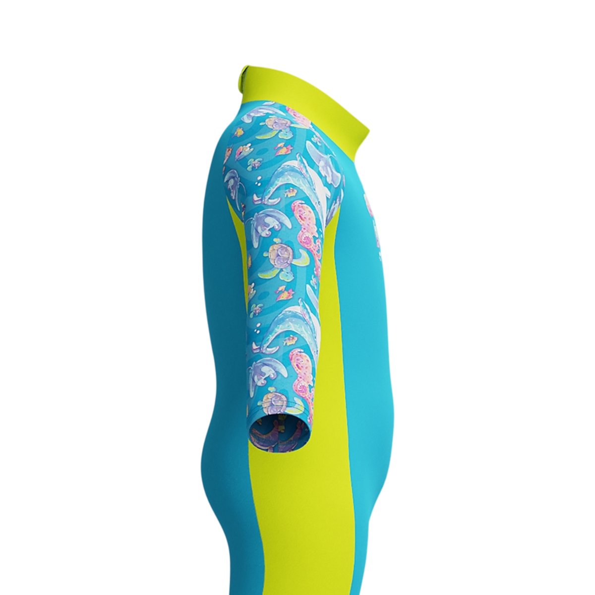 Combinaison de bain 1 pièce long à manches longues motif/style animaux marins bleu, SPEEDO