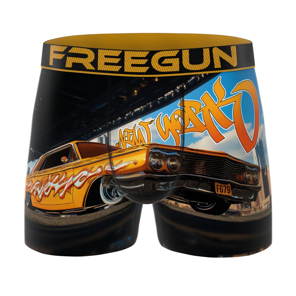 Lot De 3 Boxers Microfibre jaune/orange/rouge/bleu, FREEGUN