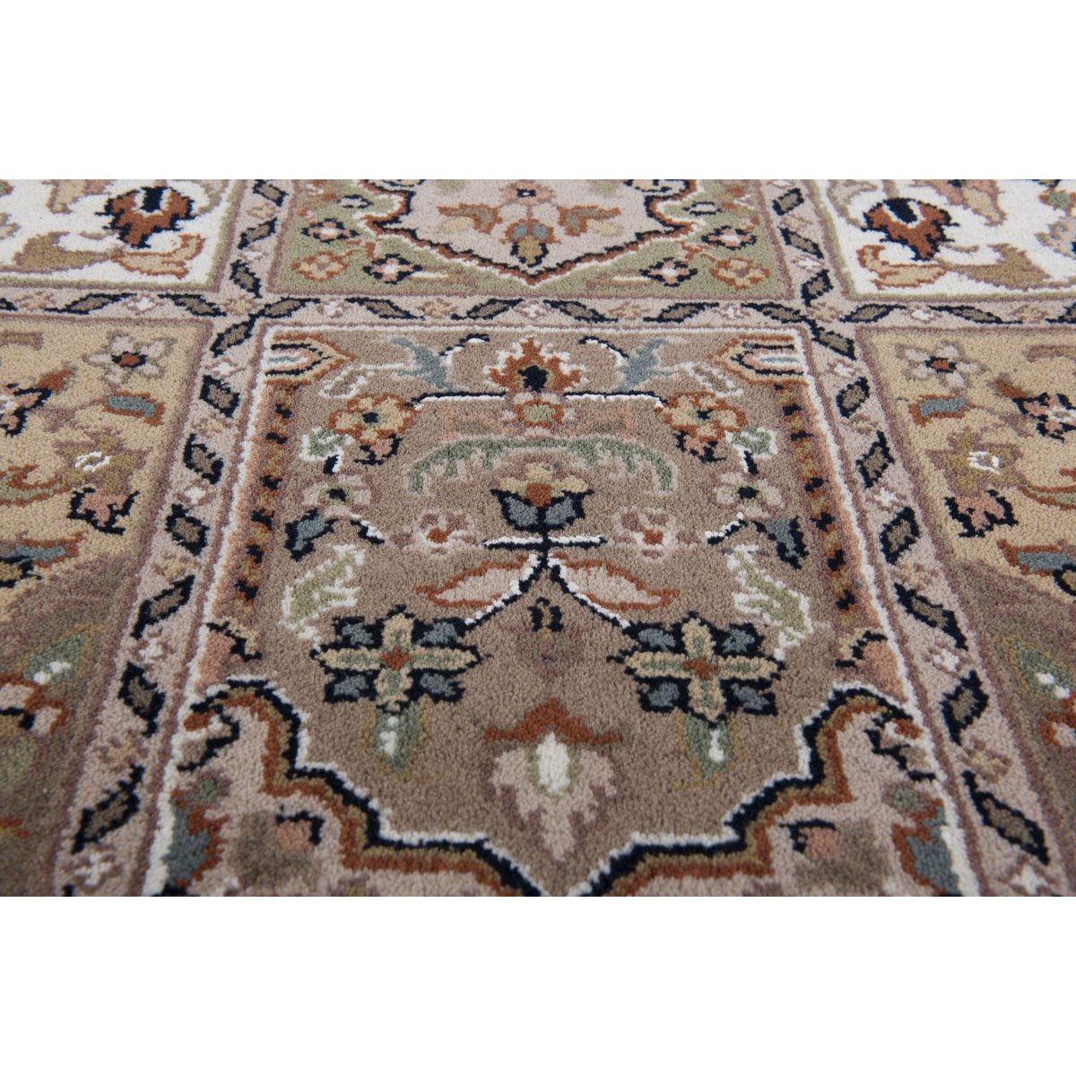 Tapis d'orient classique Benares noué main crème marron, THEKO
