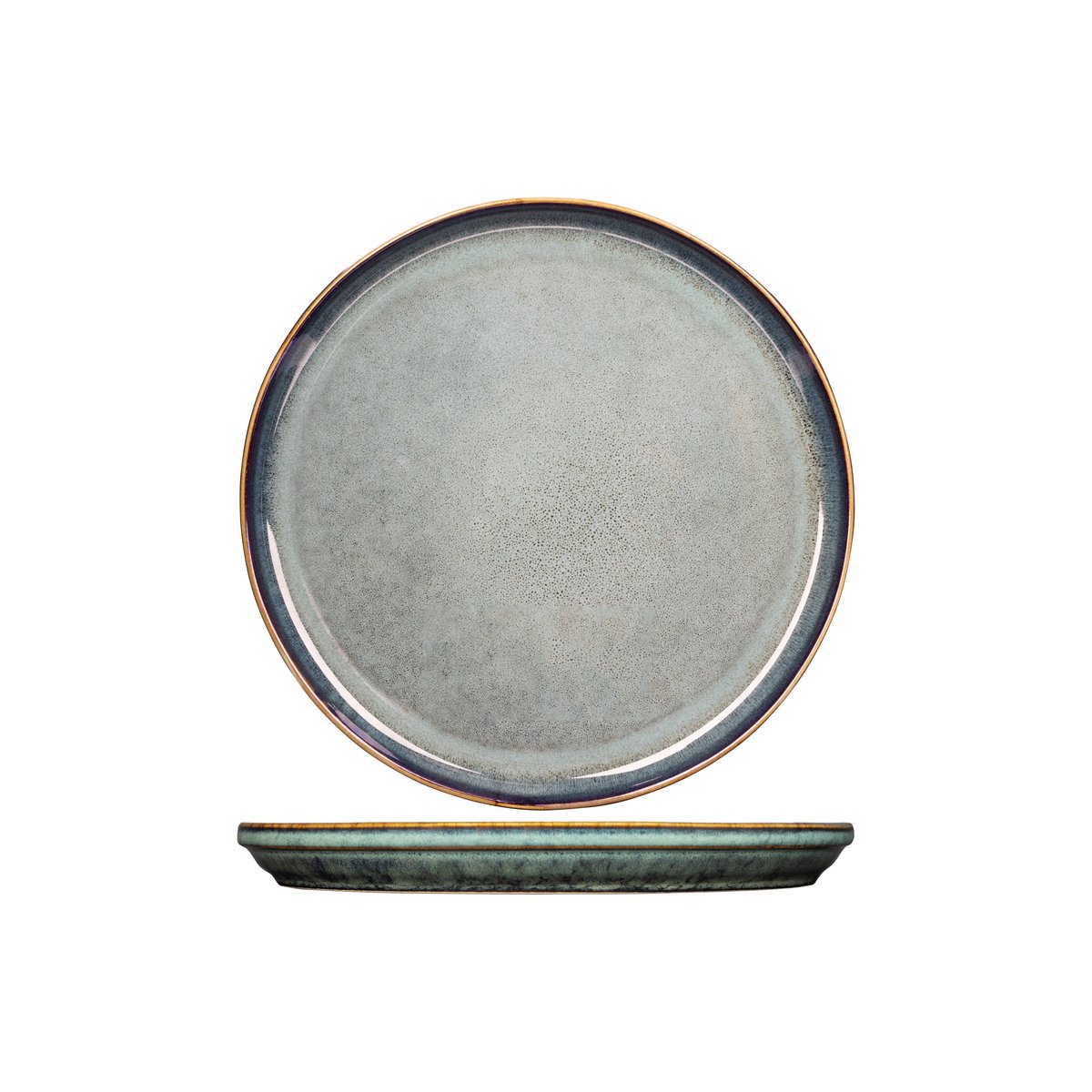 Lot de 4 assiettes plates en grès, JOSEPHINE jade, COSY&TRENDY
