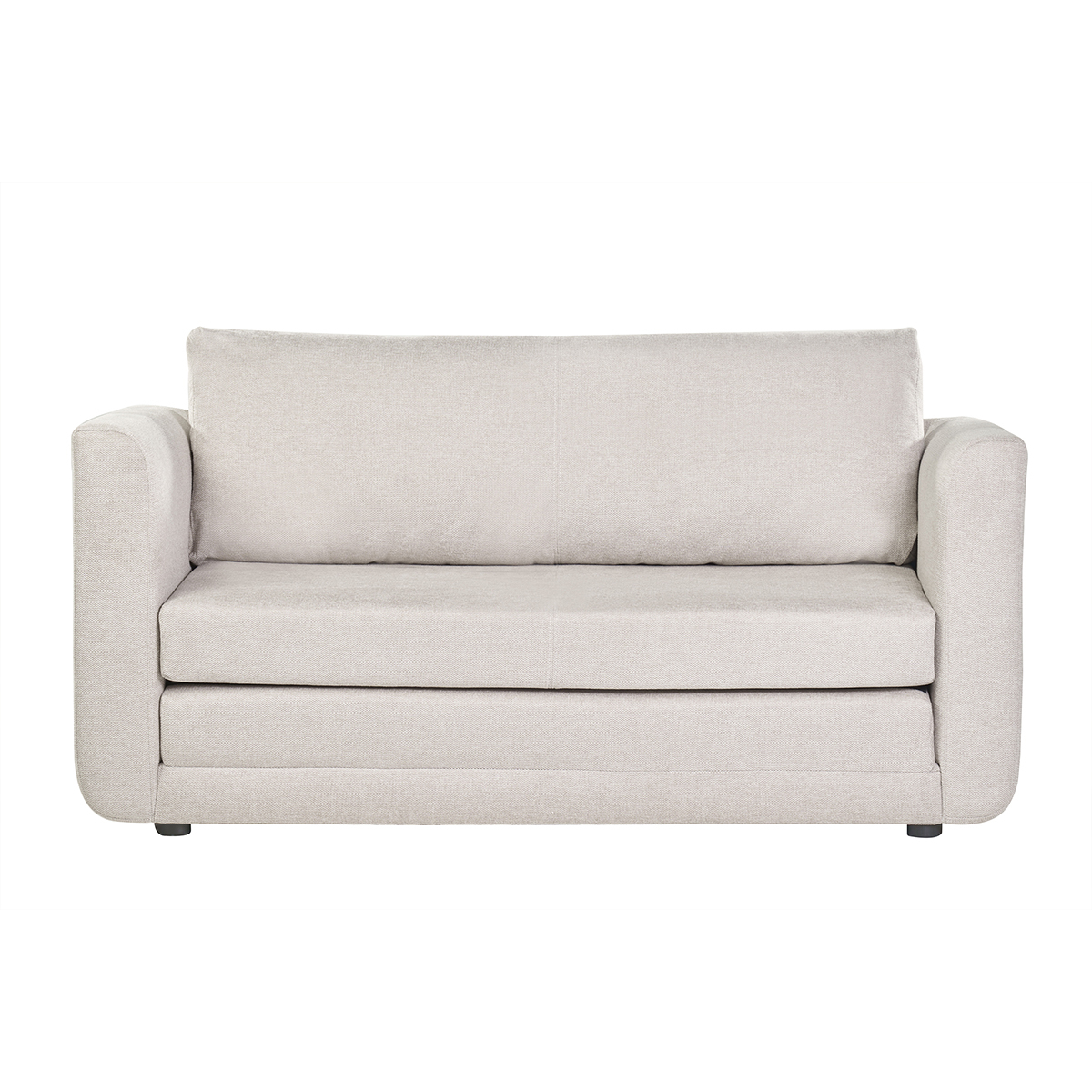 Canapé convertible 2 places en tissu effet velours texturé beige LEON beige, MILIBOO