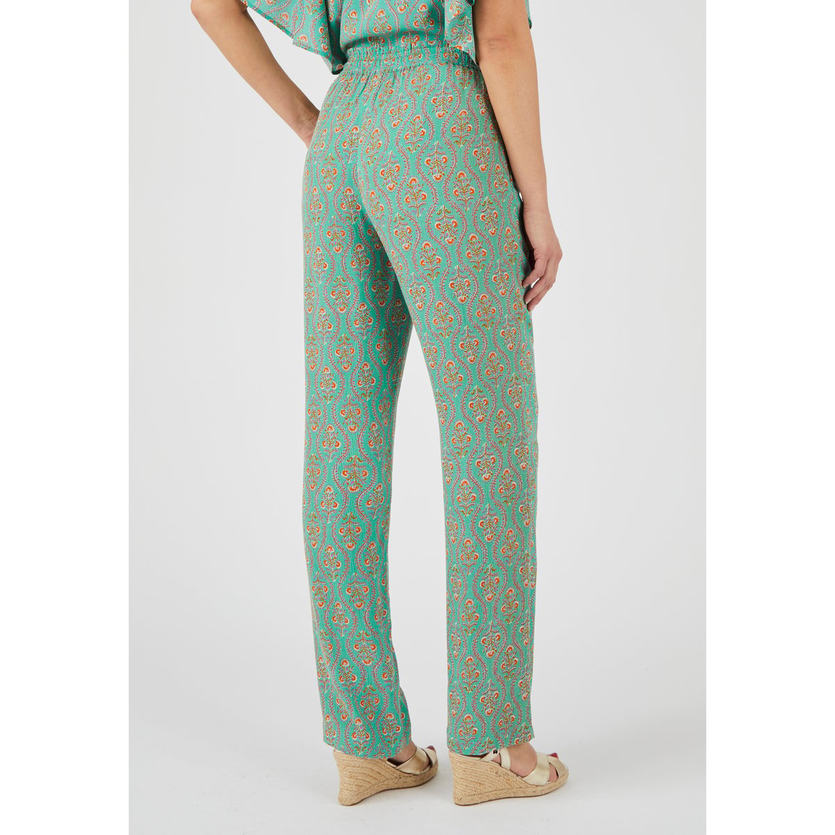 Pantalon fibres pure viscose Lenzing(TM) vert fleuri, DAMART