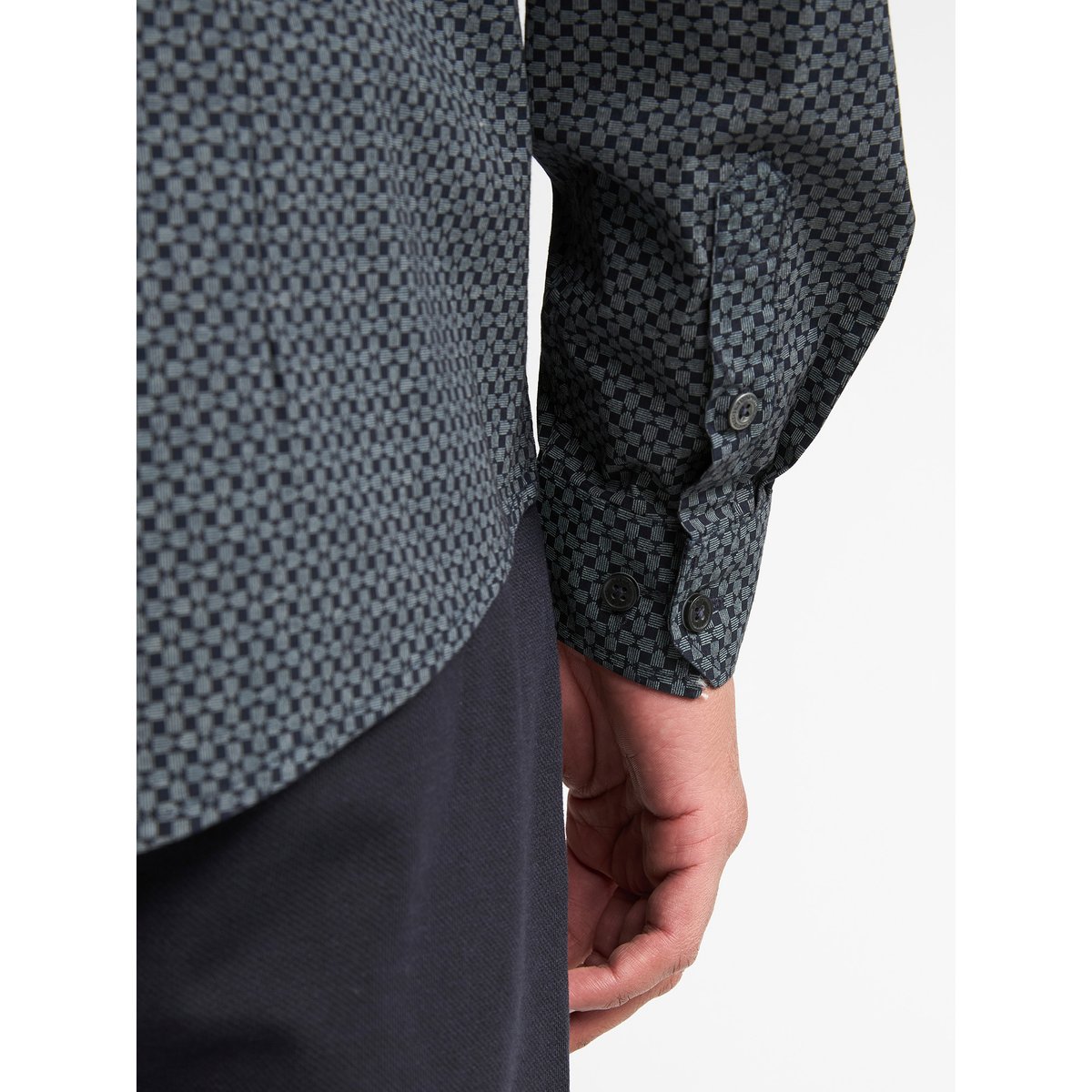 Chemise slim à petits motifs steelworks bleu royal navy, PETROL INDUSTRIES