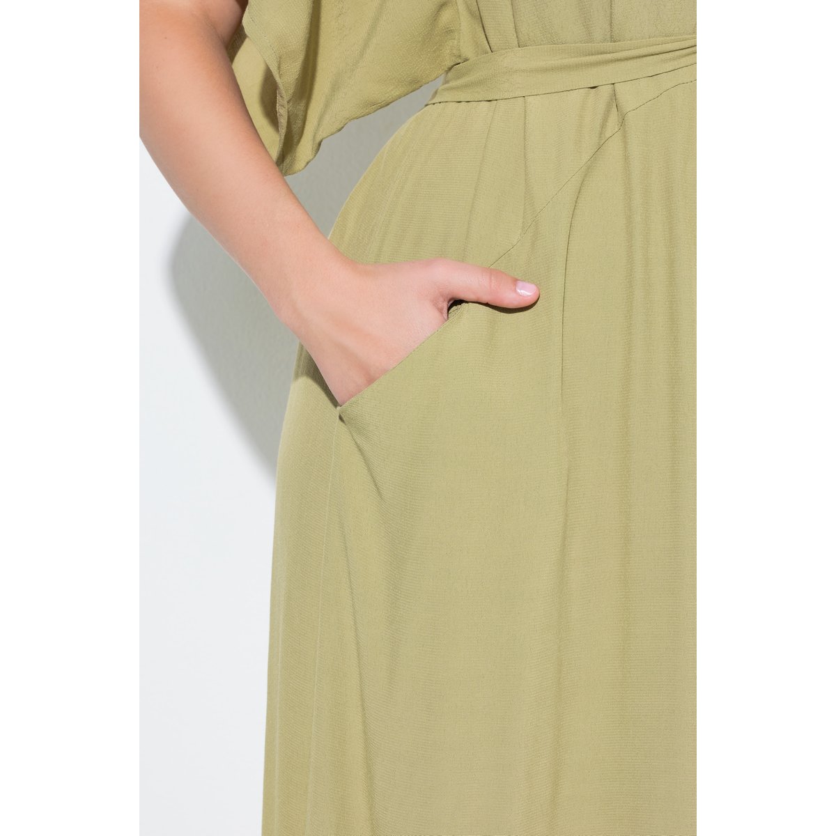 Robe-blouse maxi kaki clair, ULLA POPKEN