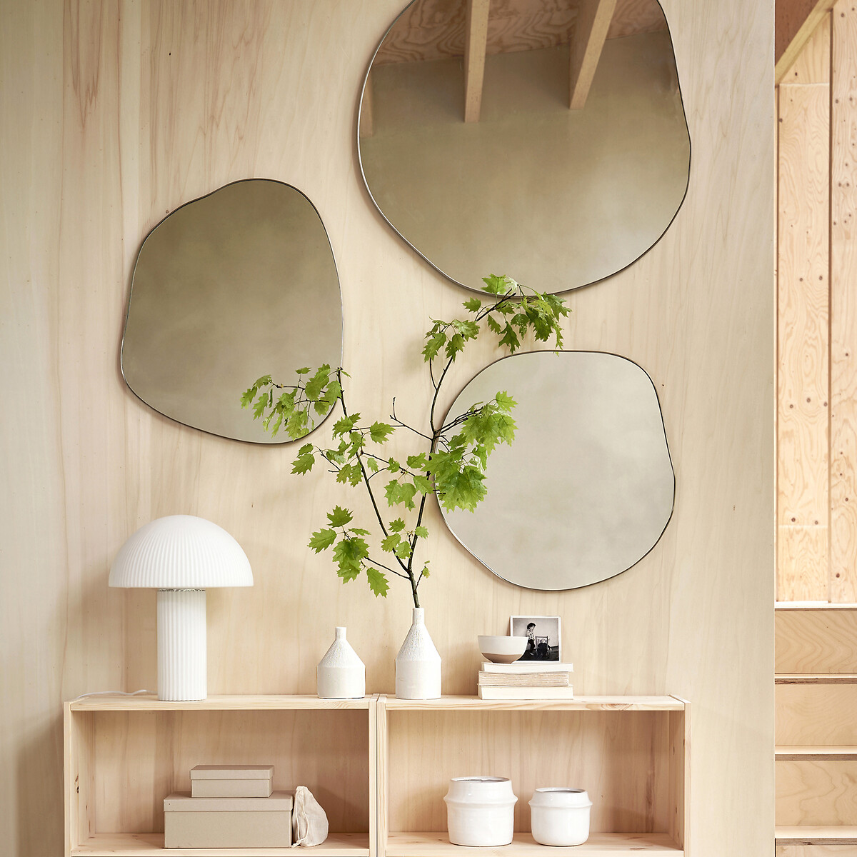Miroir forme organique, longueur 80 cm, hauteur 80 cm, ORNICA laiton, LA REDOUTE INTERIEURS