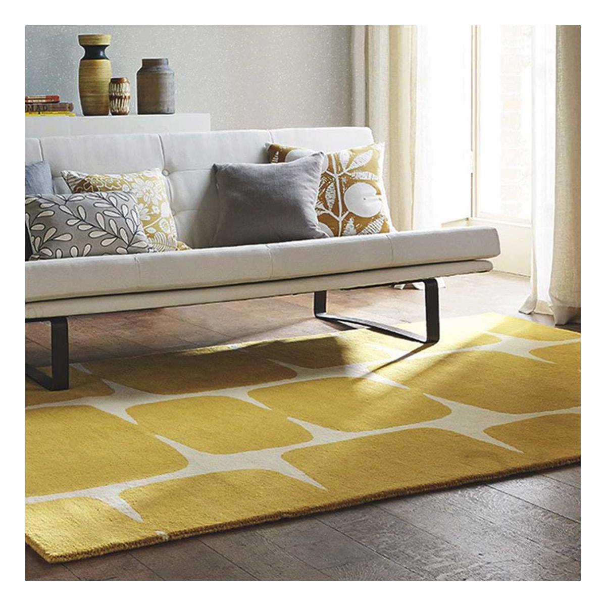 Tapis salon LOHKO en laine Fait main jaune, UN AMOUR DE TAPIS