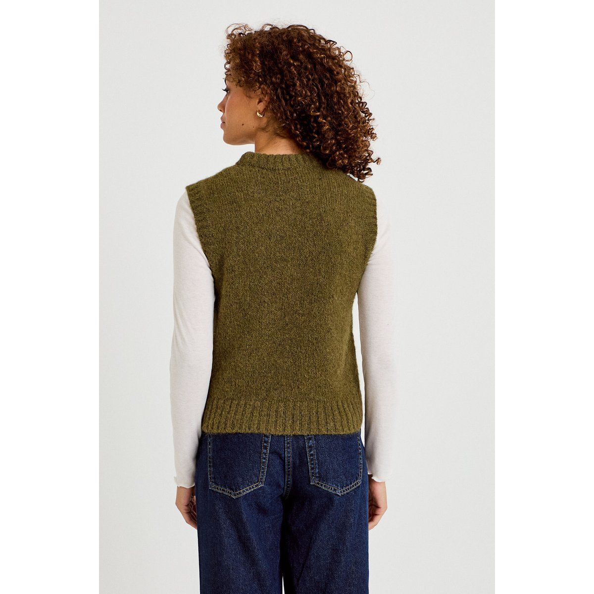 Pull sans manches vert kaki, CACHE CACHE
